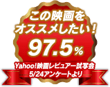 この映画をオススメしたい！97.5％ Yahoo!映画レビュアー試写会 5/24アンケートより