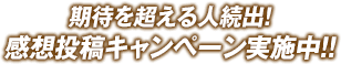 期待を超える人続出！感想投稿キャンペーン実施中!!